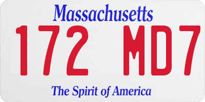 MA license plate 172MD7
