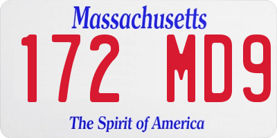 MA license plate 172MD9