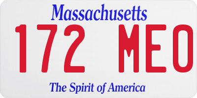 MA license plate 172ME0