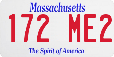 MA license plate 172ME2