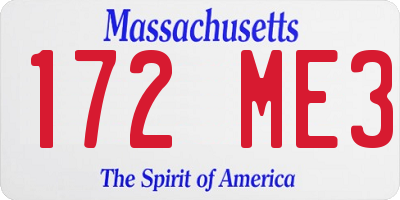 MA license plate 172ME3