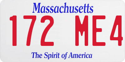 MA license plate 172ME4