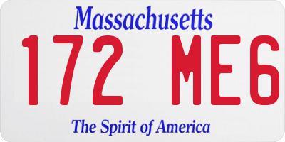 MA license plate 172ME6