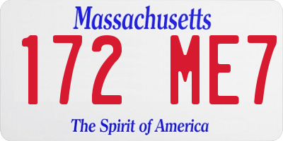 MA license plate 172ME7