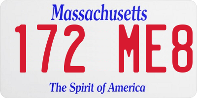 MA license plate 172ME8