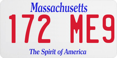 MA license plate 172ME9