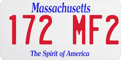 MA license plate 172MF2