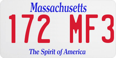 MA license plate 172MF3