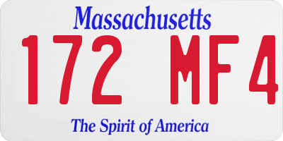 MA license plate 172MF4