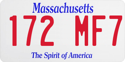 MA license plate 172MF7