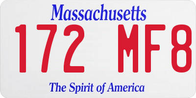 MA license plate 172MF8