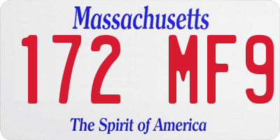 MA license plate 172MF9