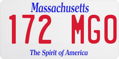 MA license plate 172MG0