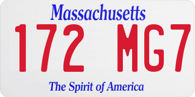 MA license plate 172MG7
