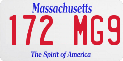 MA license plate 172MG9