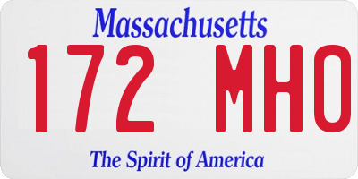 MA license plate 172MH0