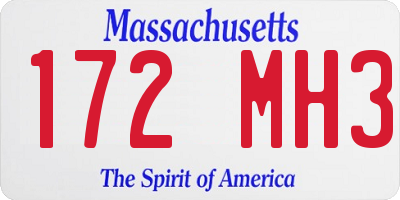 MA license plate 172MH3