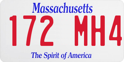 MA license plate 172MH4
