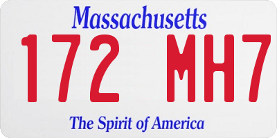 MA license plate 172MH7