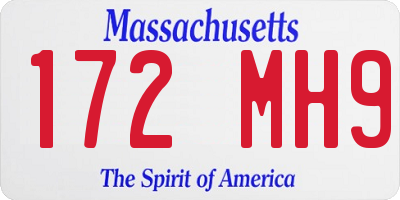 MA license plate 172MH9