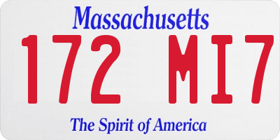 MA license plate 172MI7