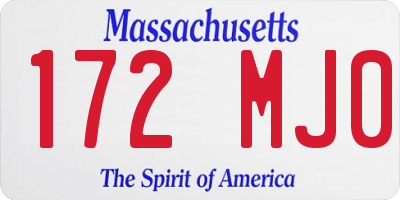 MA license plate 172MJ0