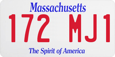 MA license plate 172MJ1