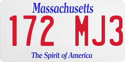 MA license plate 172MJ3