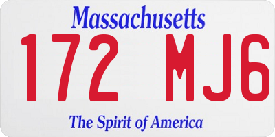 MA license plate 172MJ6