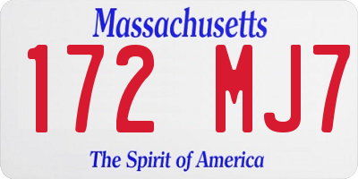 MA license plate 172MJ7