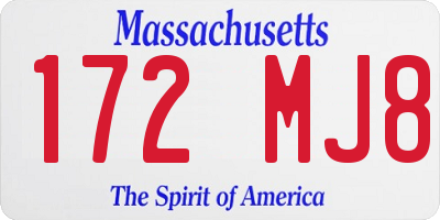 MA license plate 172MJ8