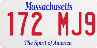 MA license plate 172MJ9