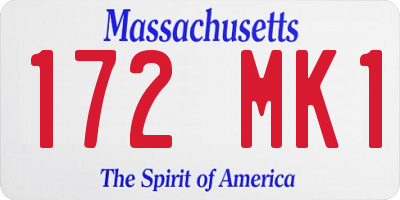 MA license plate 172MK1