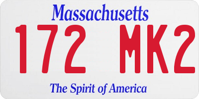 MA license plate 172MK2