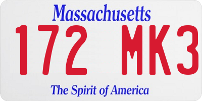 MA license plate 172MK3