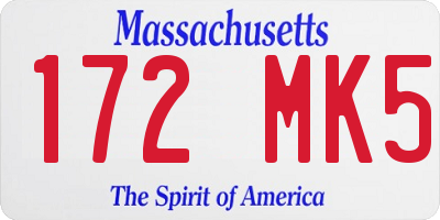 MA license plate 172MK5