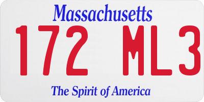 MA license plate 172ML3