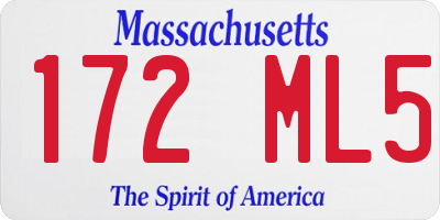 MA license plate 172ML5