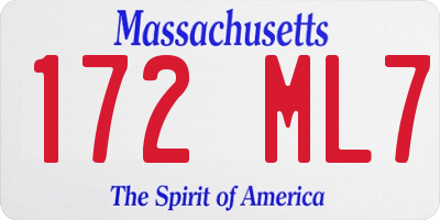 MA license plate 172ML7