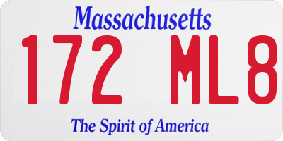 MA license plate 172ML8