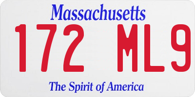 MA license plate 172ML9