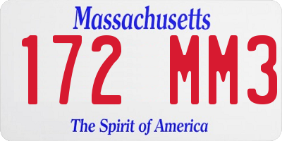 MA license plate 172MM3