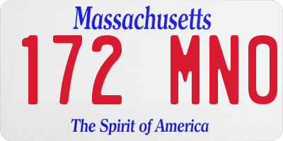 MA license plate 172MN0
