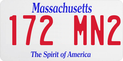 MA license plate 172MN2