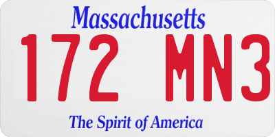 MA license plate 172MN3