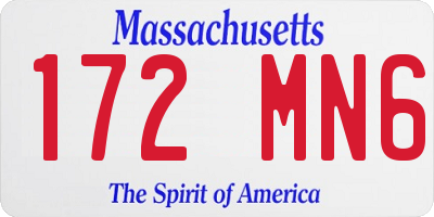 MA license plate 172MN6