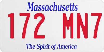 MA license plate 172MN7