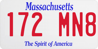 MA license plate 172MN8
