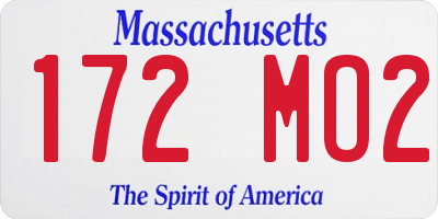 MA license plate 172MO2