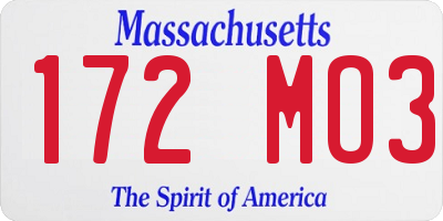 MA license plate 172MO3